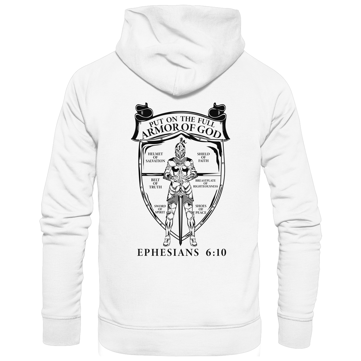 „Put on the Full Armor of God“ – Rückseite | Christliche Kleidung - Organic Basic Hoodie - GfoitMa