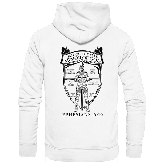 „Put on the Full Armor of God“ – Rückseite | Christliche Kleidung - Organic Basic Hoodie - GfoitMa