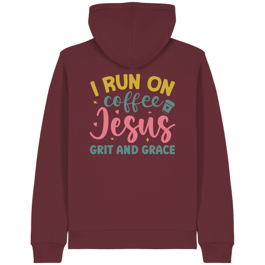 I run on coffee, Jesus, grit and grace | Christliche Produkte - Organic Lightweight Zipper