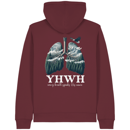 YHWH – Every Breath Speaks His Name | Atem des Lebens | Christliches Design - Organic Lightweight Zipper