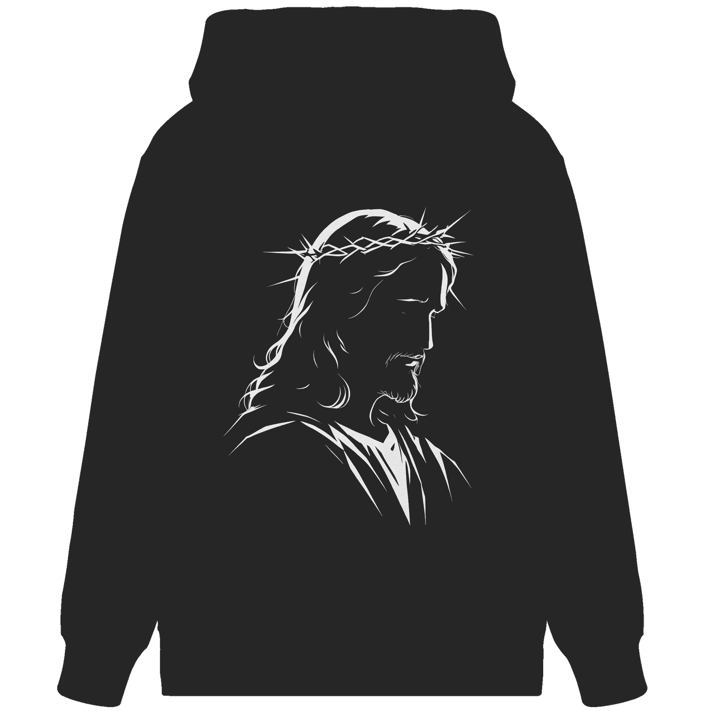 Der Blick des Erlösers – Jesus-Silhouette im Konturdesign | Christliche Kleidung - Organic Zipper