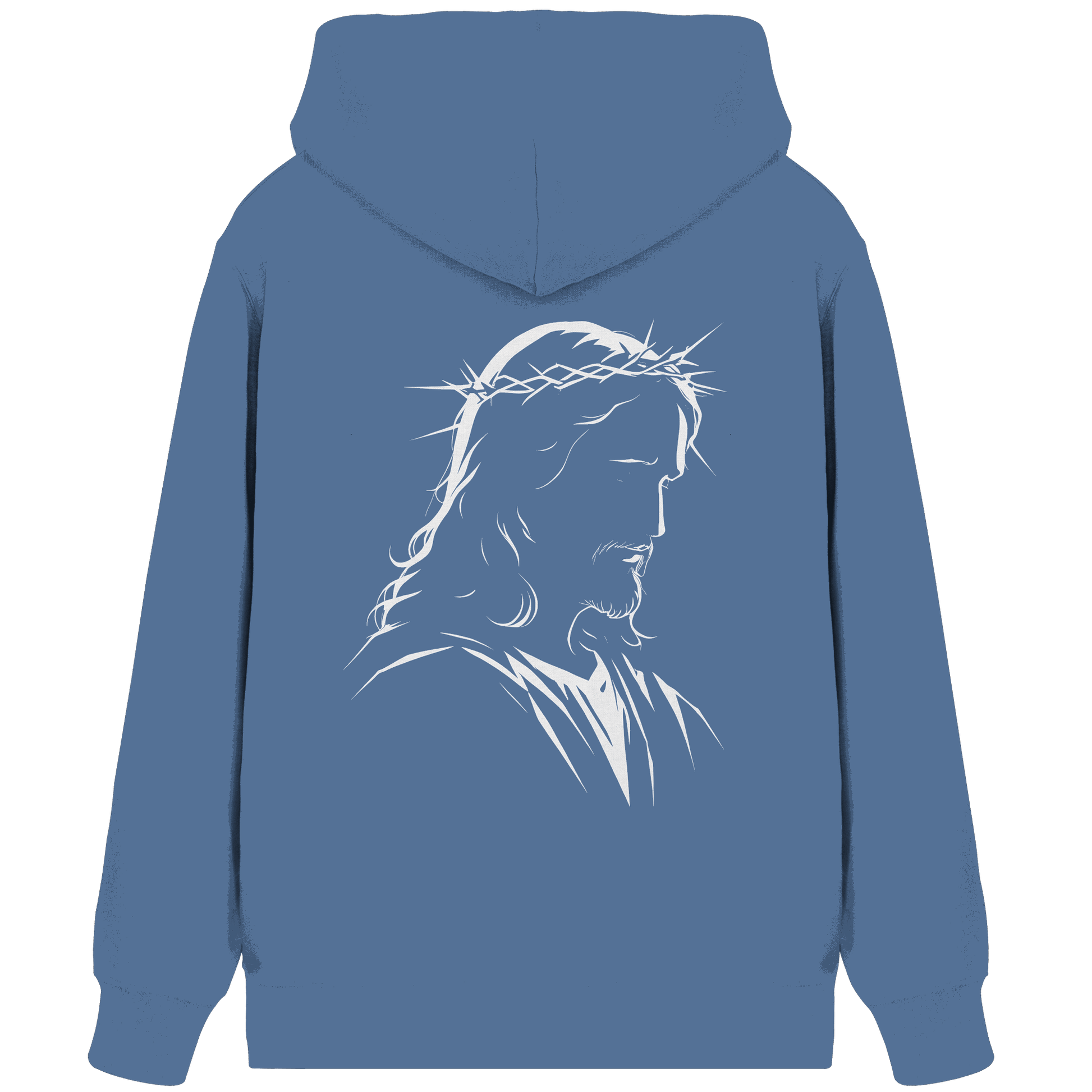 Der Blick des Erlösers – Jesus-Silhouette im Konturdesign | Christliche Kleidung - Organic Zipper