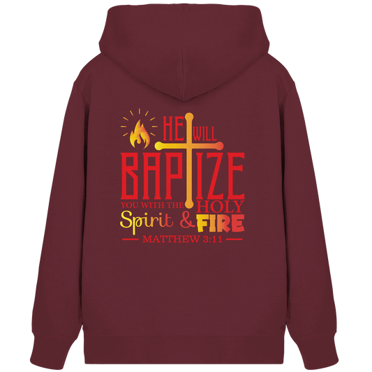 Getauft mit Geist und Feuer – Matthäus 3,11 | Christliches Design - Organic Zipper