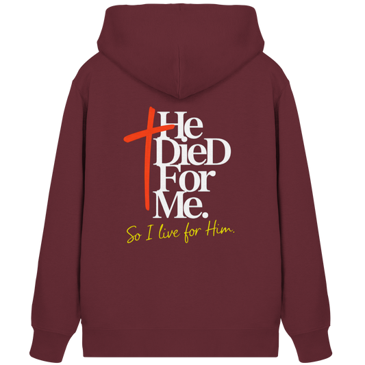 He Died for Me – Christliches Design mit Statement - Organic Zipper