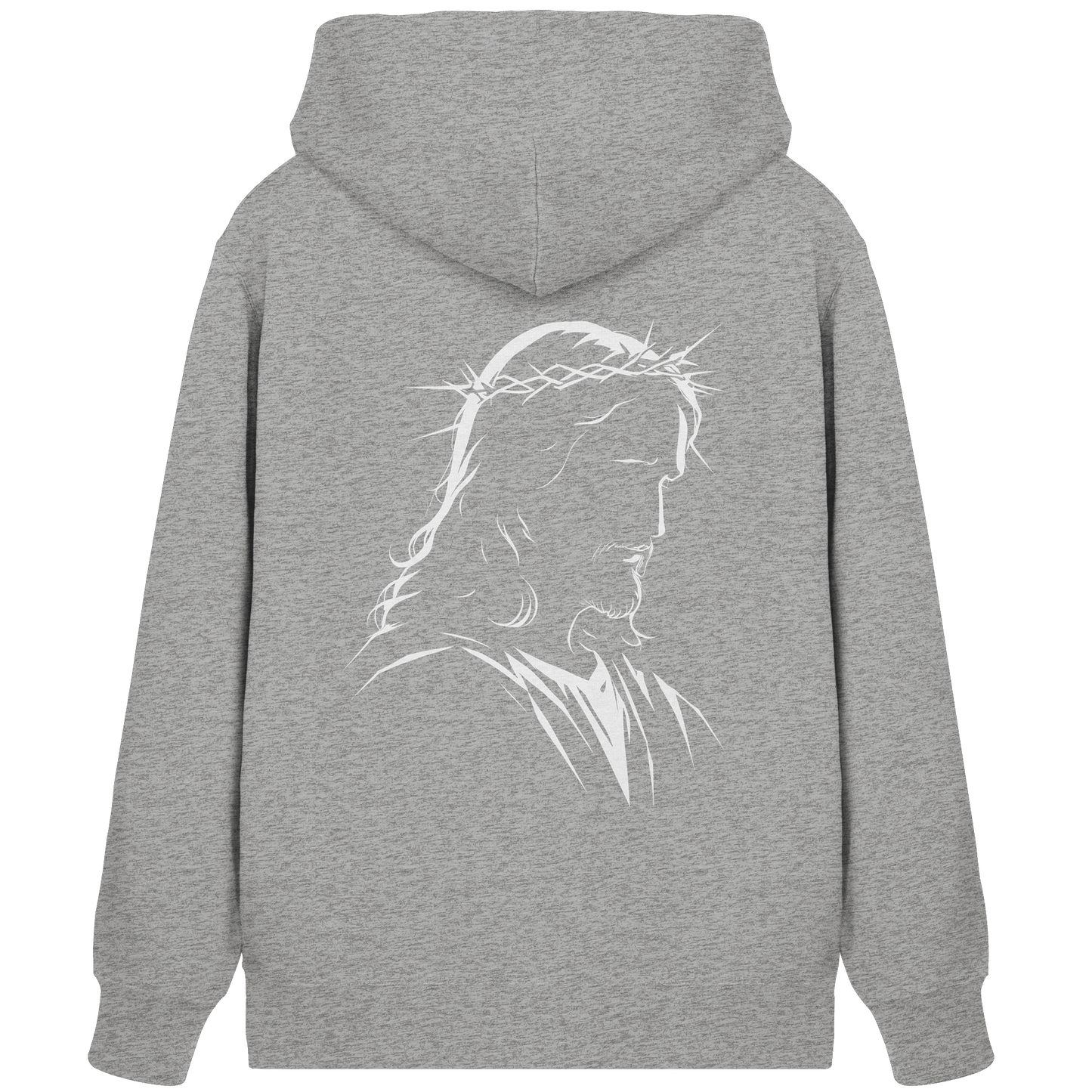 Der Blick des Erlösers – Jesus-Silhouette im Konturdesign | Christliche Kleidung - Organic Zipper