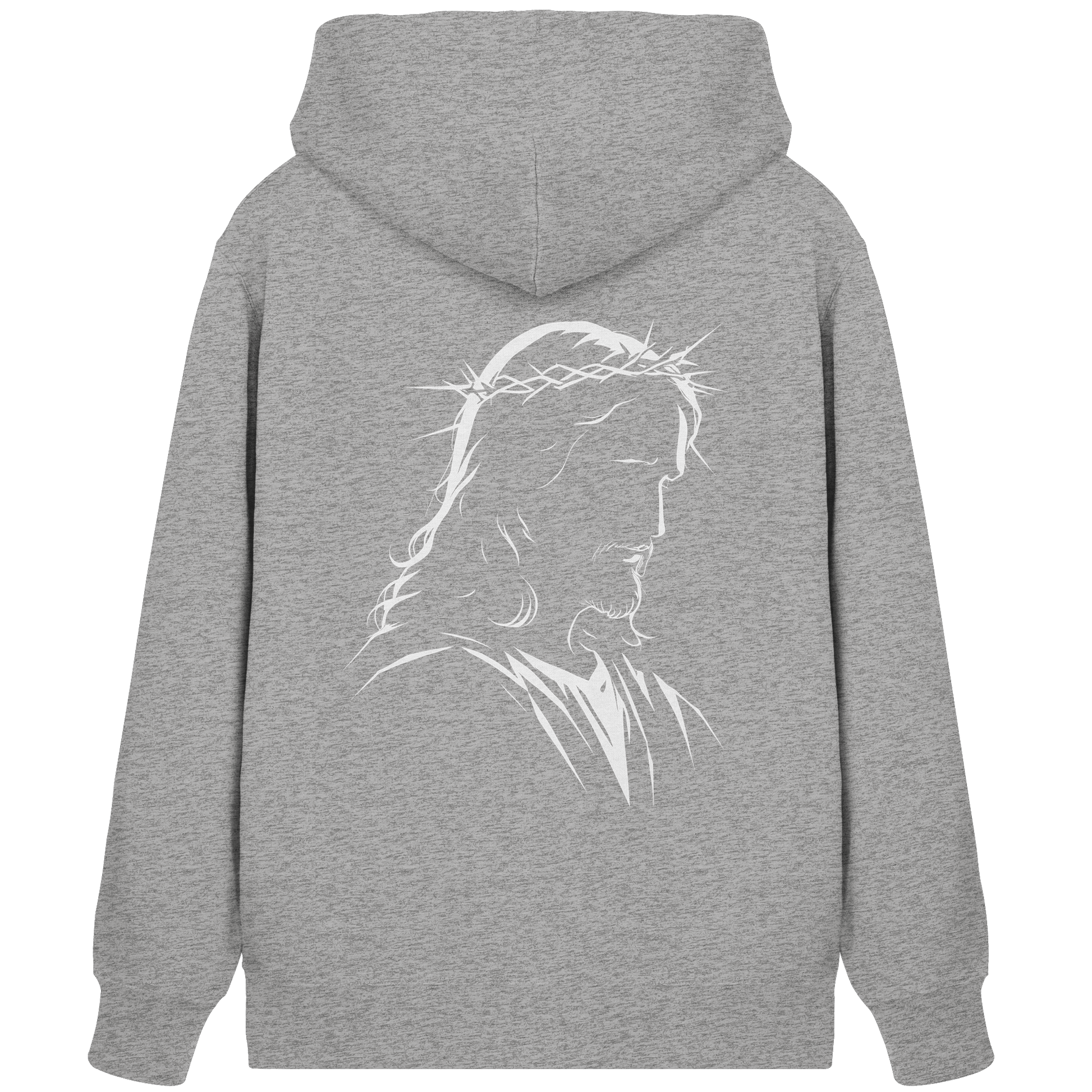 Der Blick des Erlösers – Jesus-Silhouette im Konturdesign | Christliche Kleidung - Organic Zipper