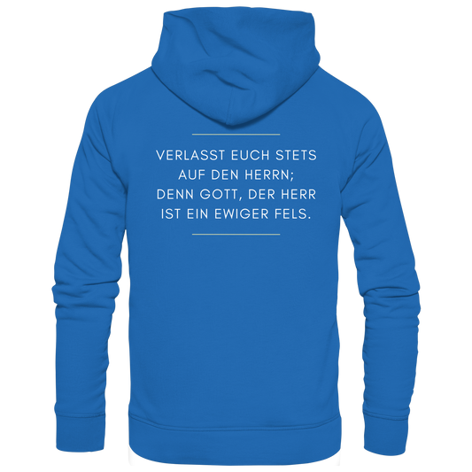 Jesaja 26,4 – Der Herr ist ein ewiger Fels | Christliches Bibelvers Design - Premium Unisex Hoodie