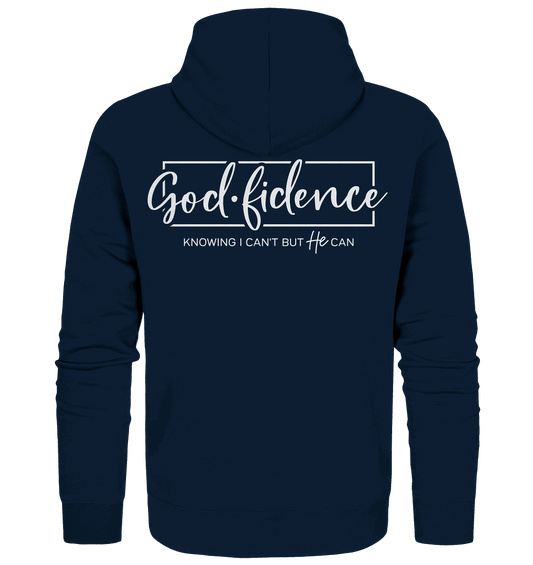 God.fidence – Knowing I can’t but He can | Christliche Kleidung  - Zipper