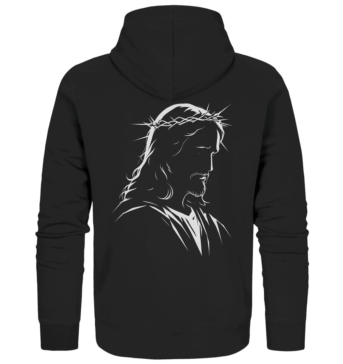 Der Blick des Erlösers – Jesus-Silhouette im Konturdesign | Christliche Kleidung - Zipper