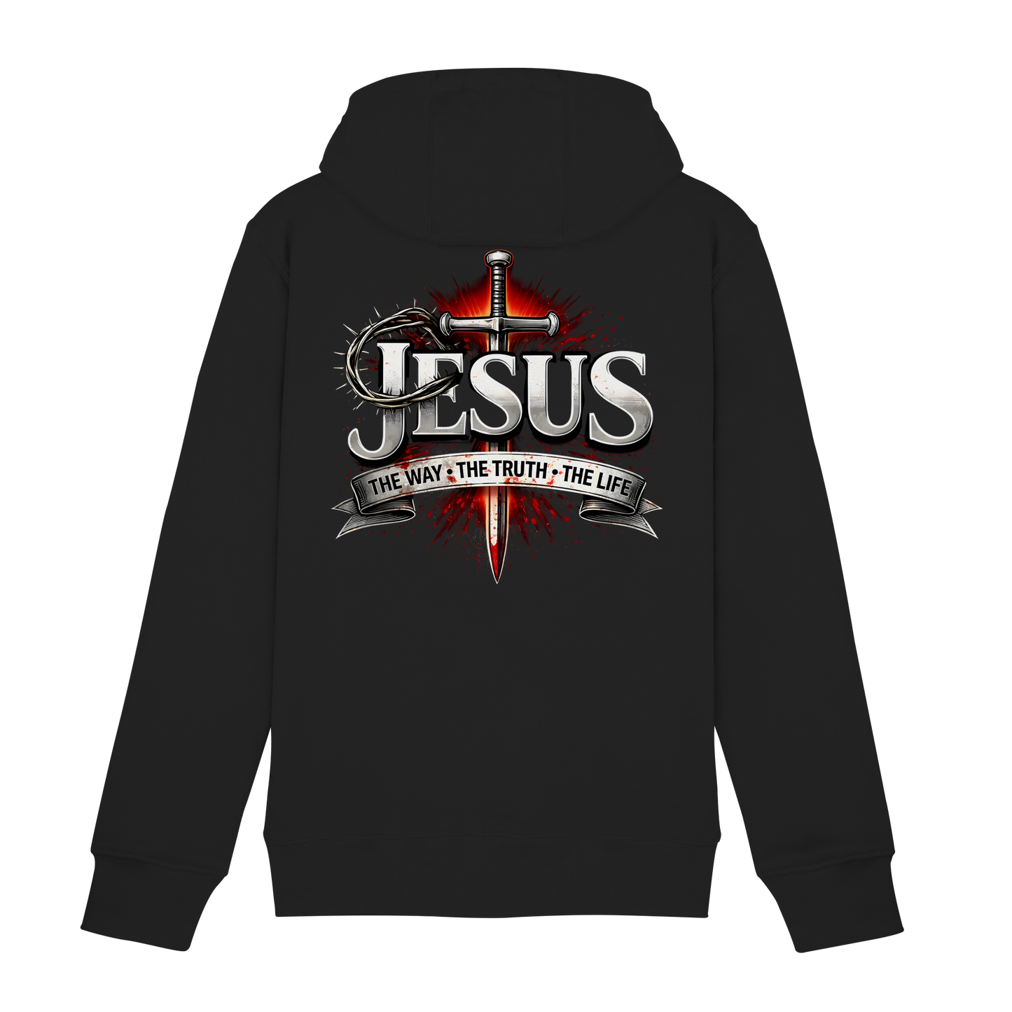 „Jesus: Der Weg, die Wahrheit, das Leben“ mit Schwert und Dornenkrone - Zipper