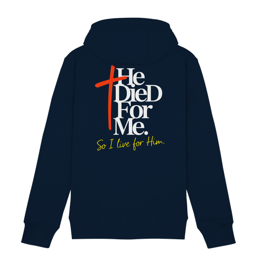He Died for Me – Christliches Design mit Statement - Zipper