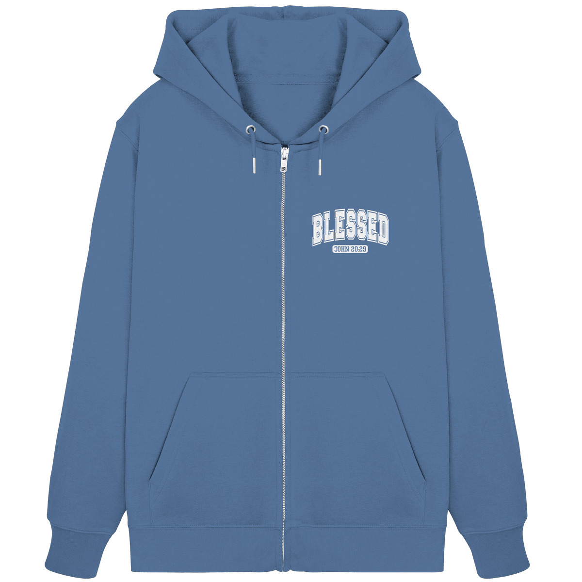 Blessed – John 20:29 - Organic Zipper - GfoitMa - Bright Blue / XS