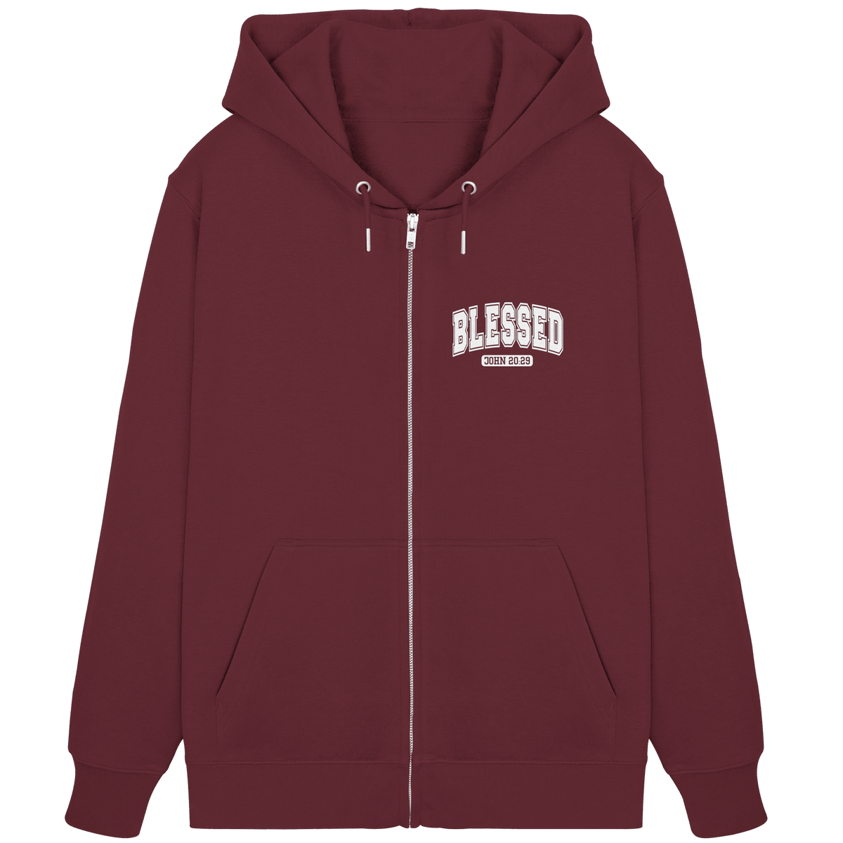 Blessed – John 20:29 - Organic Zipper - GfoitMa - Burgundy / XS