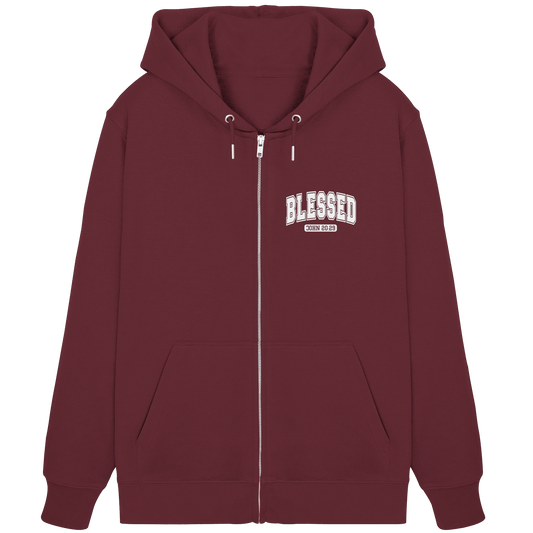 Blessed – John 20:29 - Organic Zipper - GfoitMa - Burgundy / XS