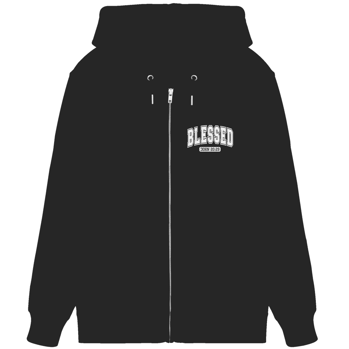 Blessed – John 20:29 - Organic Zipper - GfoitMa - Black / XS