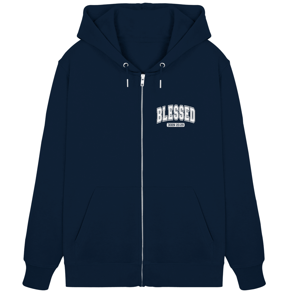 Blessed – John 20:29 - Organic Zipper - GfoitMa - French Navy / XS