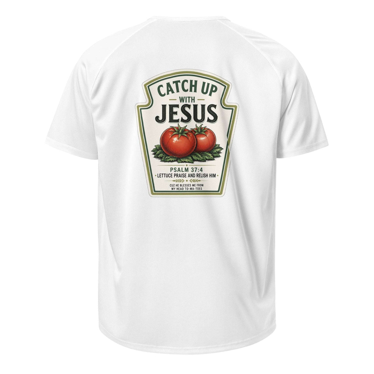 Catch Up With Jesus - Unisex Sport-Trikot - Christliches Wortspiel-Design - Weiß - GfoitMa