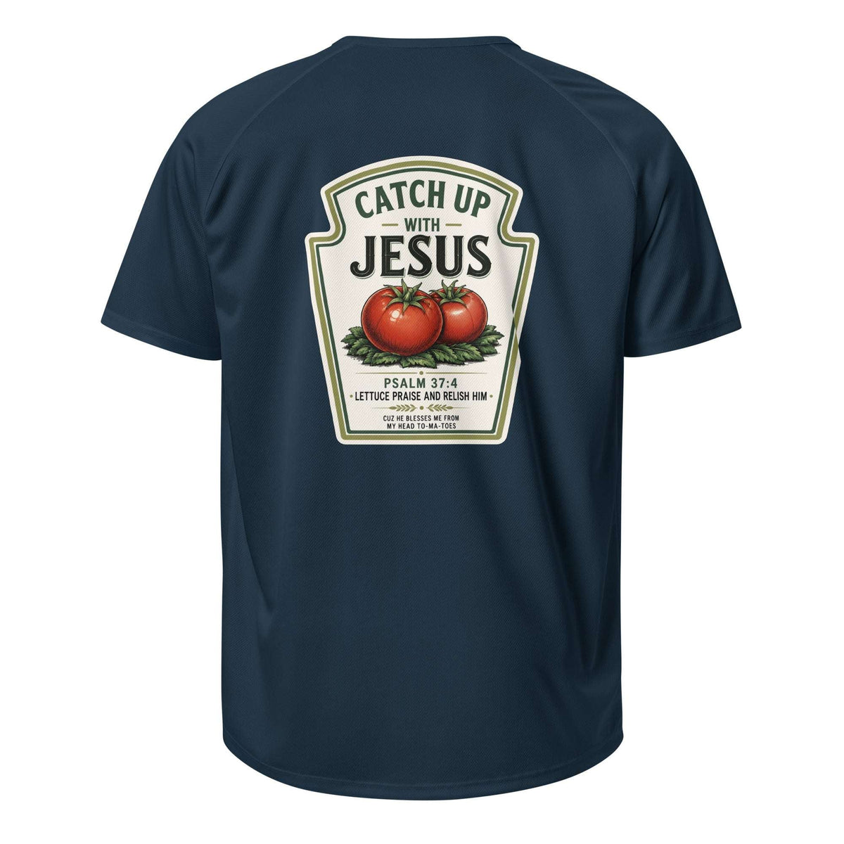 Catch Up With Jesus - Unisex Sport-Trikot - Christliches Wortspiel-Design - French Navy - GfoitMa