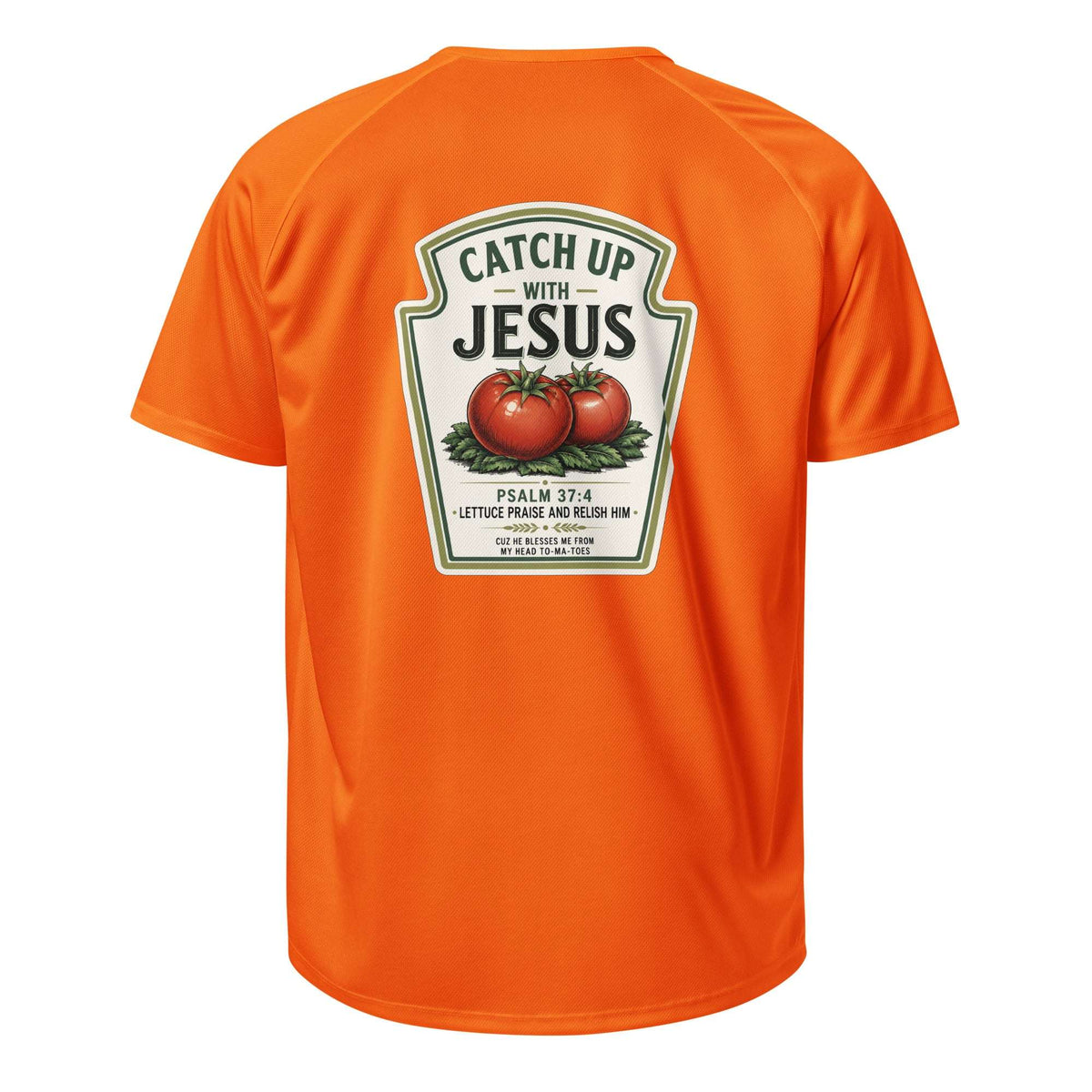 Catch Up With Jesus - Unisex Sport-Trikot - Christliches Wortspiel-Design - Neon Orange - GfoitMa