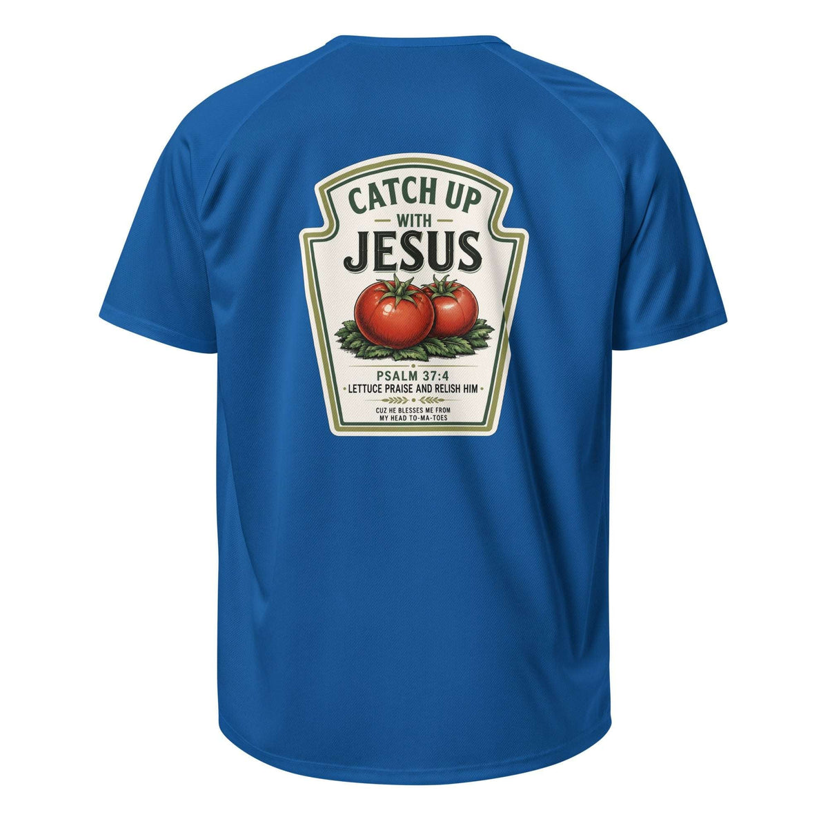 Catch Up With Jesus - Unisex Sport-Trikot - Christliches Wortspiel-Design - Königsblau - GfoitMa
