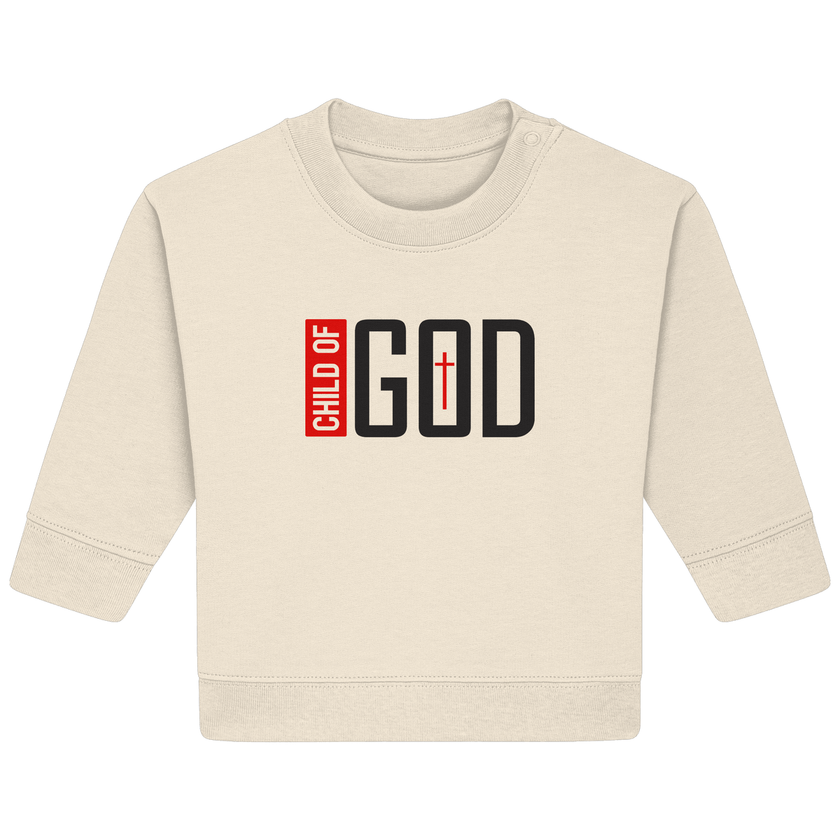 Child of God – Deine Identität in Christus | Christliche Kleidung - Baby Organic Sweatshirt - Kids & Babys - Natural Raw - GfoitMa