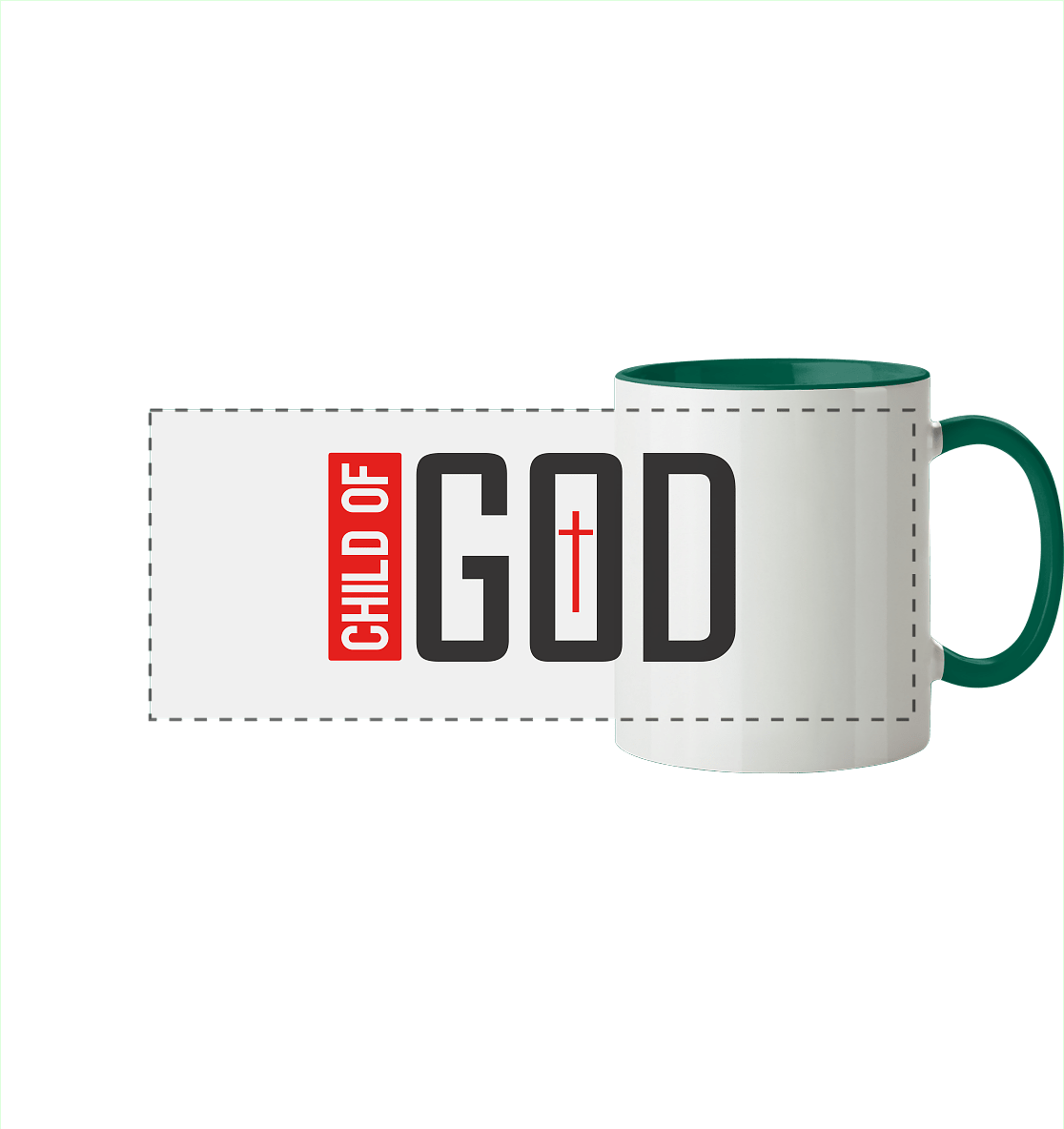 Child of God – Deine Identität in Christus | Christliche Kleidung - Panorama Tasse zweifarbig - Trinkgefäße - Dunkelgrün - GfoitMa