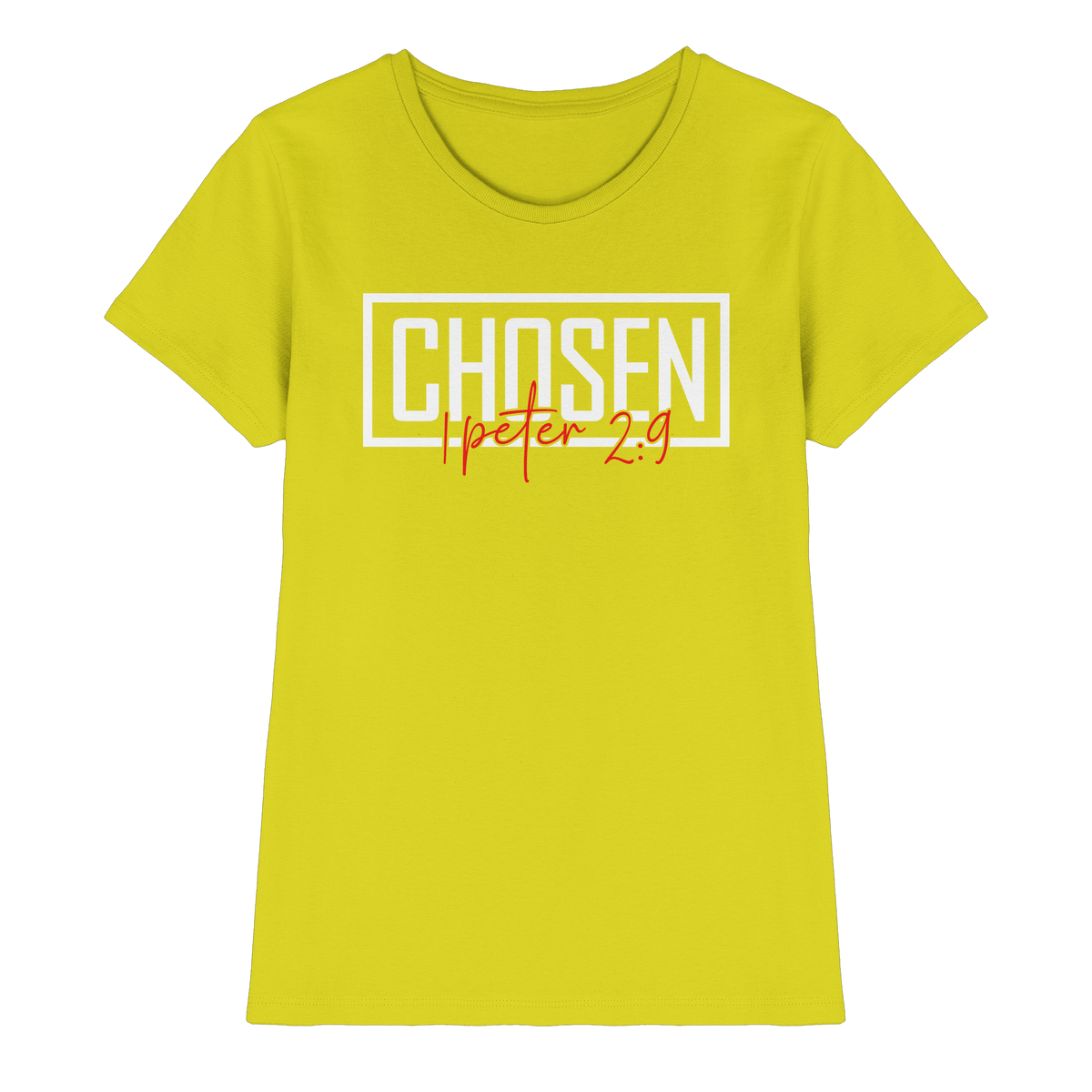 Chosen – 1. Petrus 2:9 – Auserwählt und berufen | Christliche Produkte - Ladies Premium Shirt - Lady-Shirts - Pixel Lime - GfoitMa