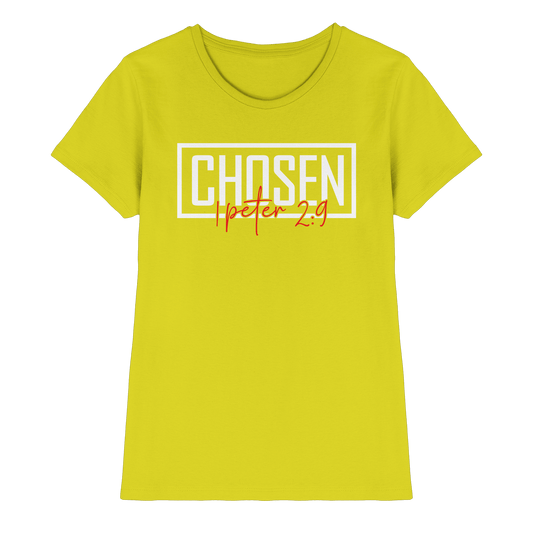 Chosen – 1. Petrus 2:9 – Auserwählt und berufen | Christliche Produkte - Ladies Premium Shirt - Lady-Shirts - Pixel Lime - GfoitMa
