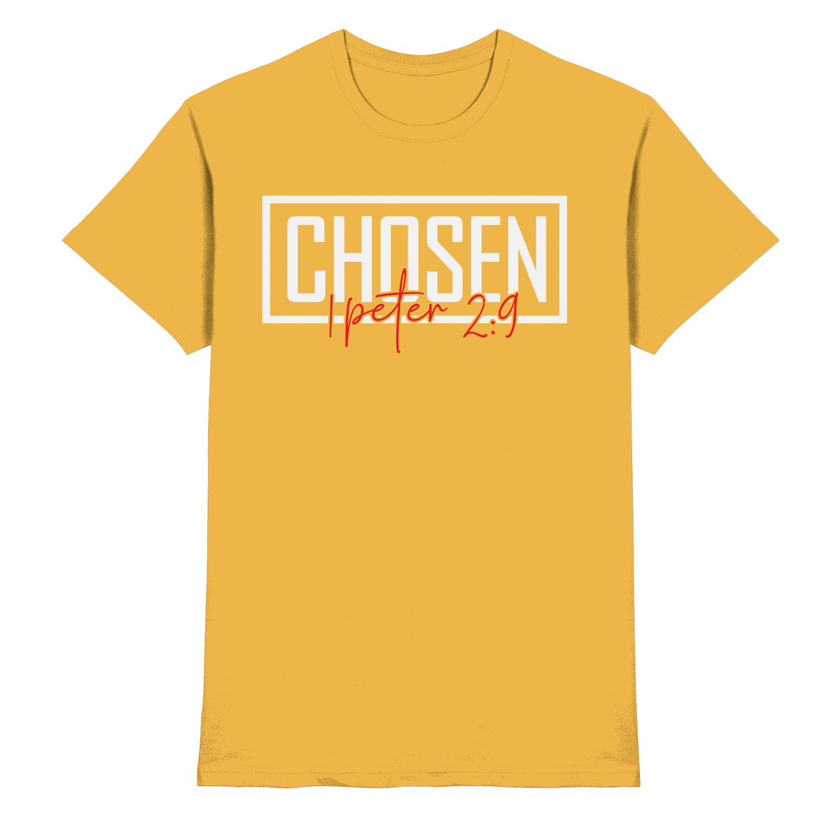Chosen – 1. Petrus 2:9 – Auserwählt und berufen | Christliche Produkte - Premium Shirt - Unisex-Shirts - Gold - GfoitMa