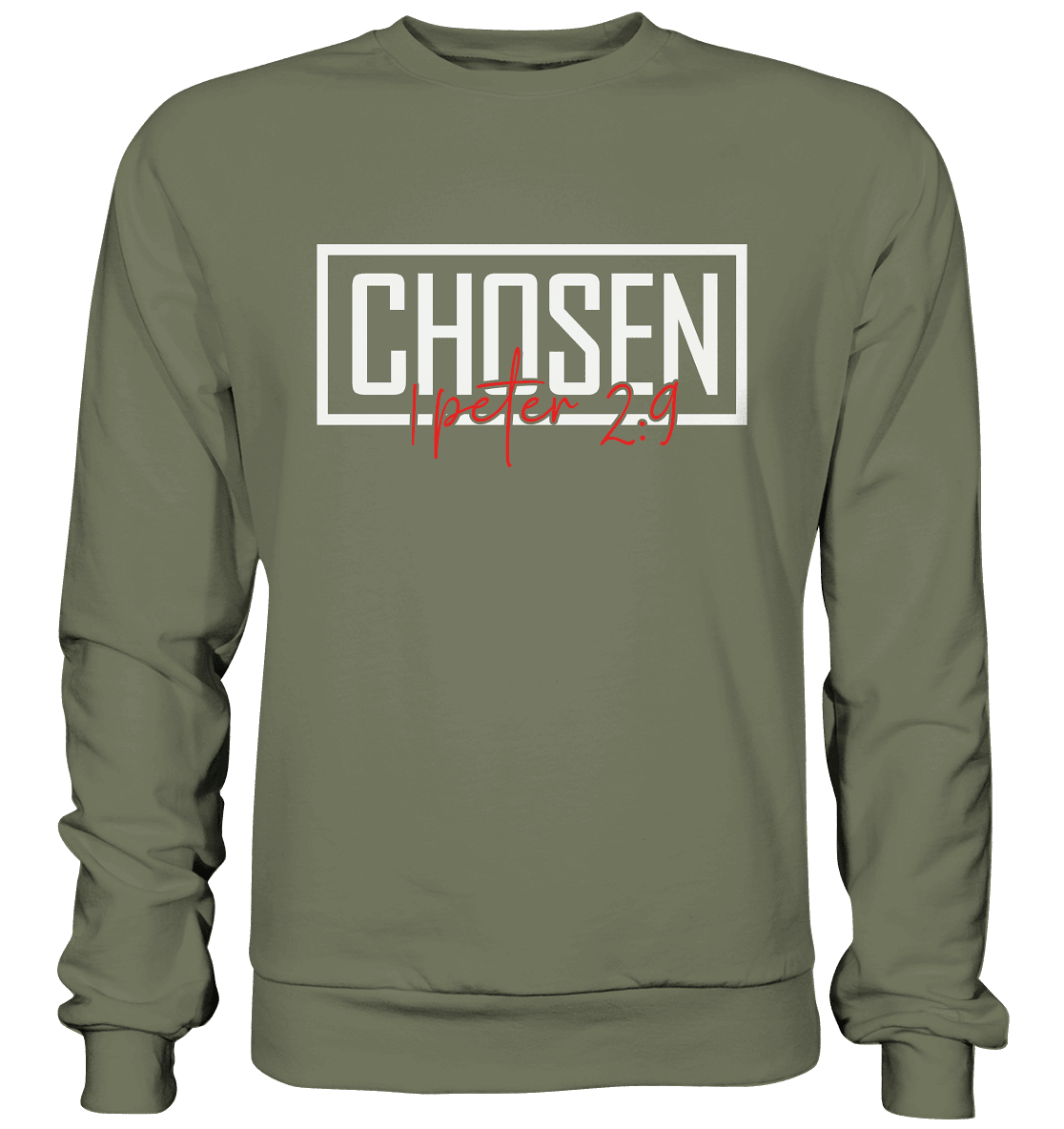 Chosen – 1. Petrus 2:9 – Auserwählt und berufen | Christliche Produkte - Premium Sweatshirt - Sweatshirts - Classic Olive - GfoitMa