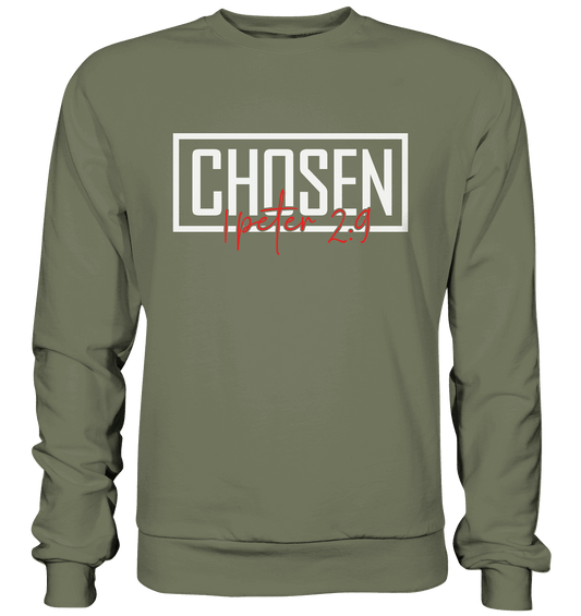 Chosen – 1. Petrus 2:9 – Auserwählt und berufen | Christliche Produkte - Premium Sweatshirt - Sweatshirts - Classic Olive - GfoitMa