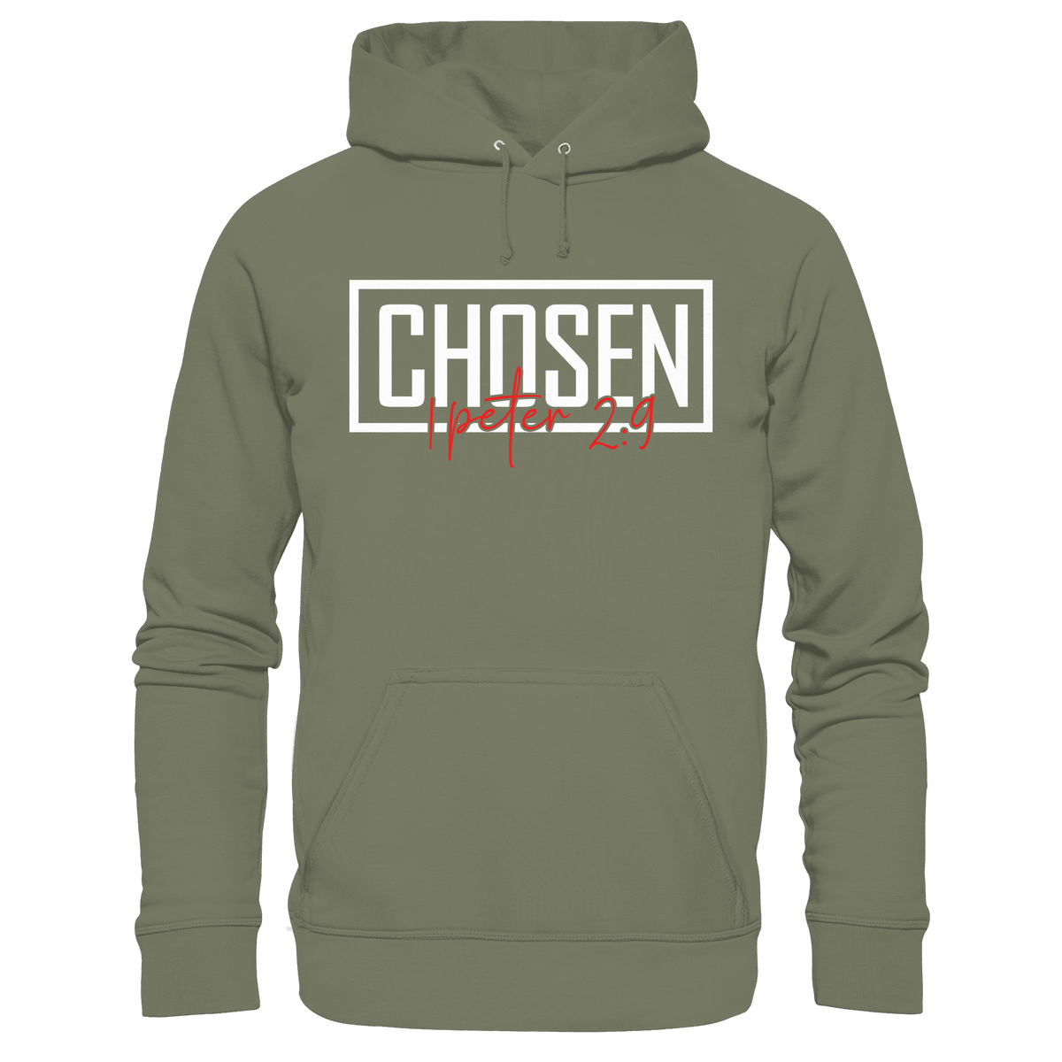 Chosen – 1. Petrus 2:9 – Auserwählt und berufen | Christliche Produkte - Premium Unisex Hoodie - Hoodies - Classic Olive - GfoitMa