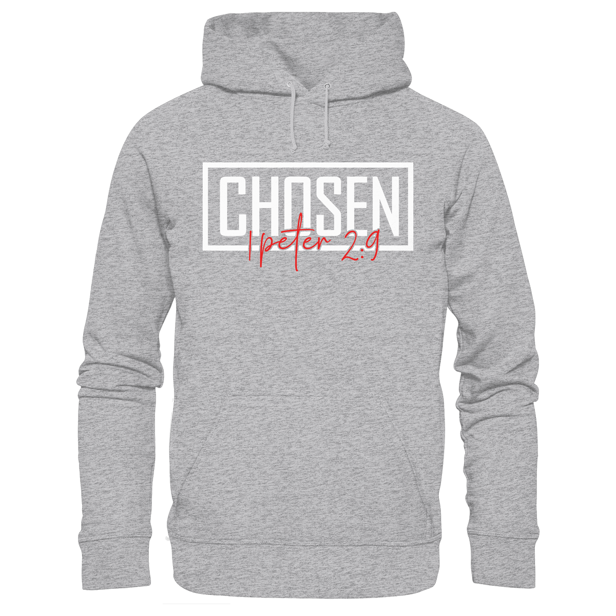 Chosen – 1. Petrus 2:9 – Auserwählt und berufen | Christliche Produkte - Premium Unisex Hoodie - Hoodies - Heather Grey (meliert) - GfoitMa