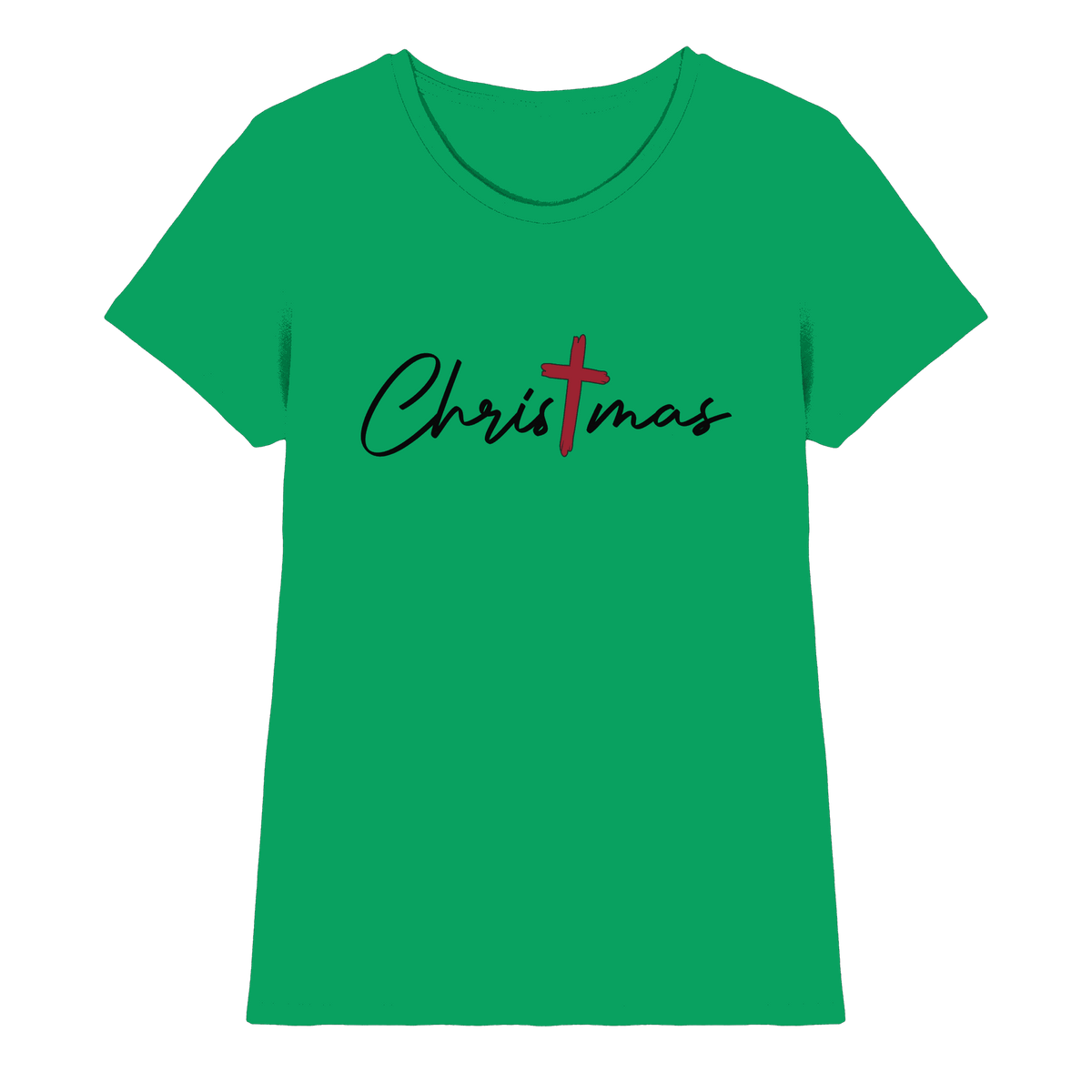Christmas – das Kreuz im Mittelpunkt von Weihnachten | Christliches Design - Ladies Premium Shirt - Lady-Shirts - Kelly Green - GfoitMa