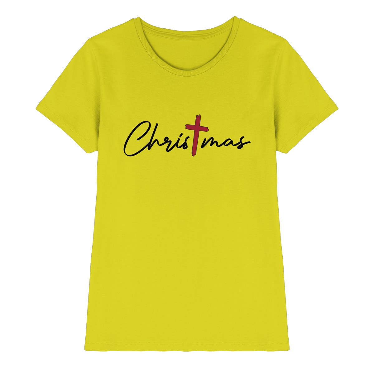 Christmas – das Kreuz im Mittelpunkt von Weihnachten | Christliches Design - Ladies Premium Shirt - Lady-Shirts - Pixel Lime - GfoitMa