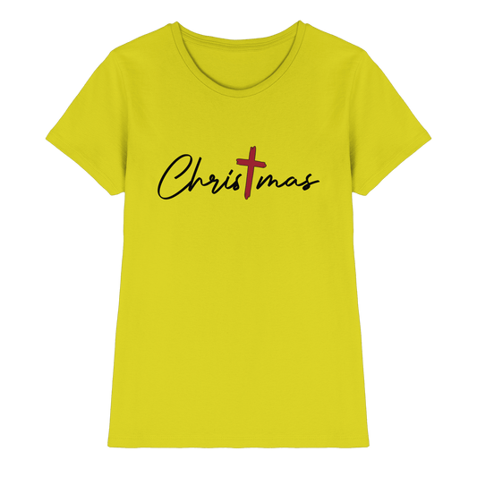 Christmas – das Kreuz im Mittelpunkt von Weihnachten | Christliches Design - Ladies Premium Shirt - Lady-Shirts - Pixel Lime - GfoitMa