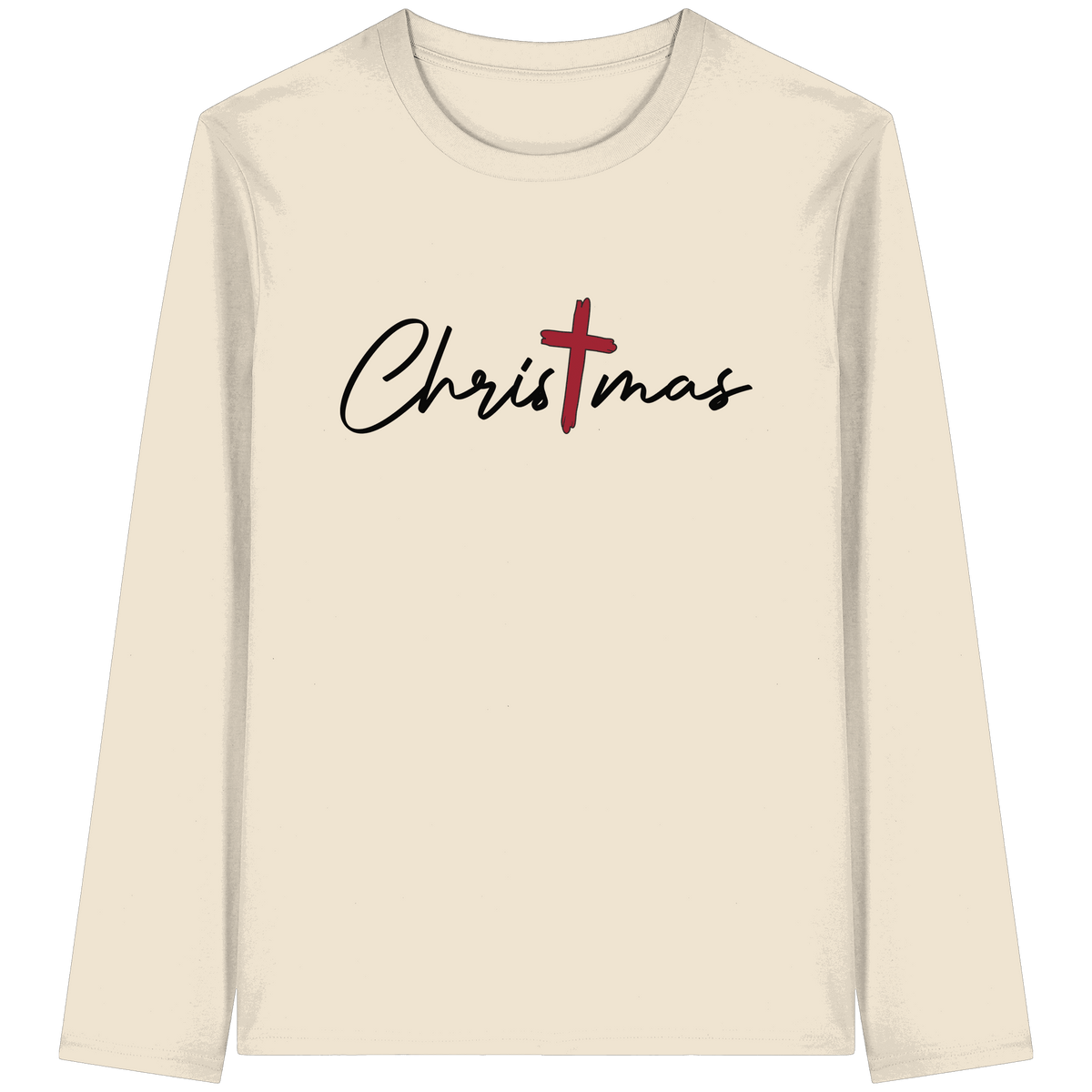 Christmas – das Kreuz im Mittelpunkt von Weihnachten | Christliches Design - Organic Longsleeve T-Shirt - Unisex-Shirts - Natural Raw - GfoitMa