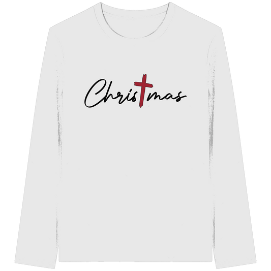 Christmas – das Kreuz im Mittelpunkt von Weihnachten | Christliches Design - Organic Longsleeve T-Shirt - Unisex-Shirts - White - GfoitMa
