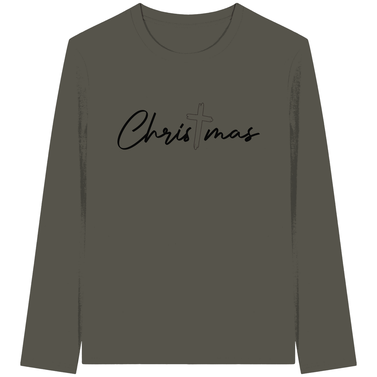 Christmas – das Kreuz im Mittelpunkt von Weihnachten | Christliches Design - Organic Longsleeve T-Shirt - Unisex-Shirts - Khaki - GfoitMa