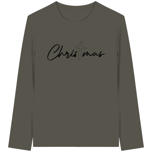 Christmas – das Kreuz im Mittelpunkt von Weihnachten | Christliches Design - Organic Longsleeve T-Shirt - Unisex-Shirts - Khaki - GfoitMa