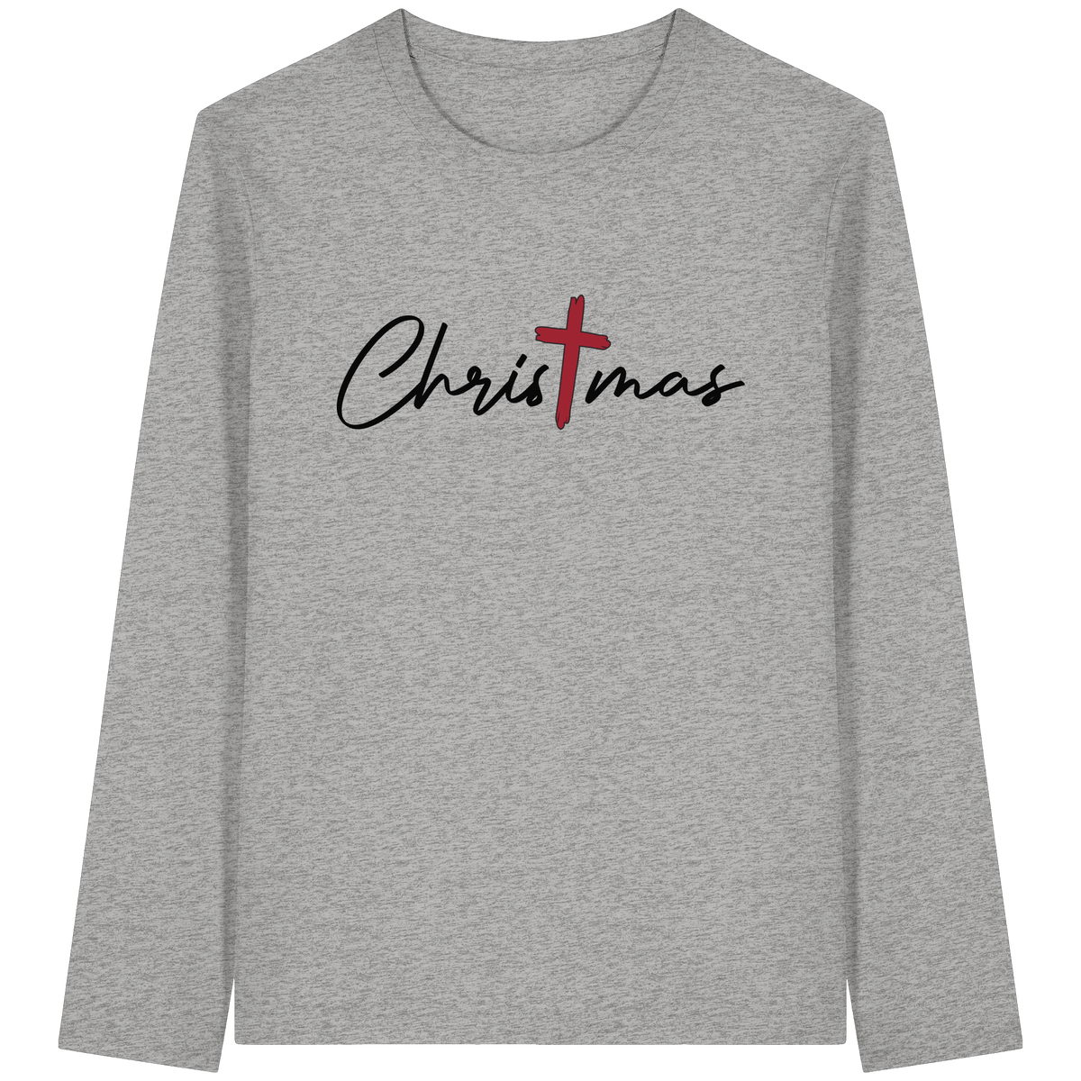 Christmas – das Kreuz im Mittelpunkt von Weihnachten | Christliches Design - Organic Longsleeve T-Shirt - Unisex-Shirts - Heather Grey - GfoitMa