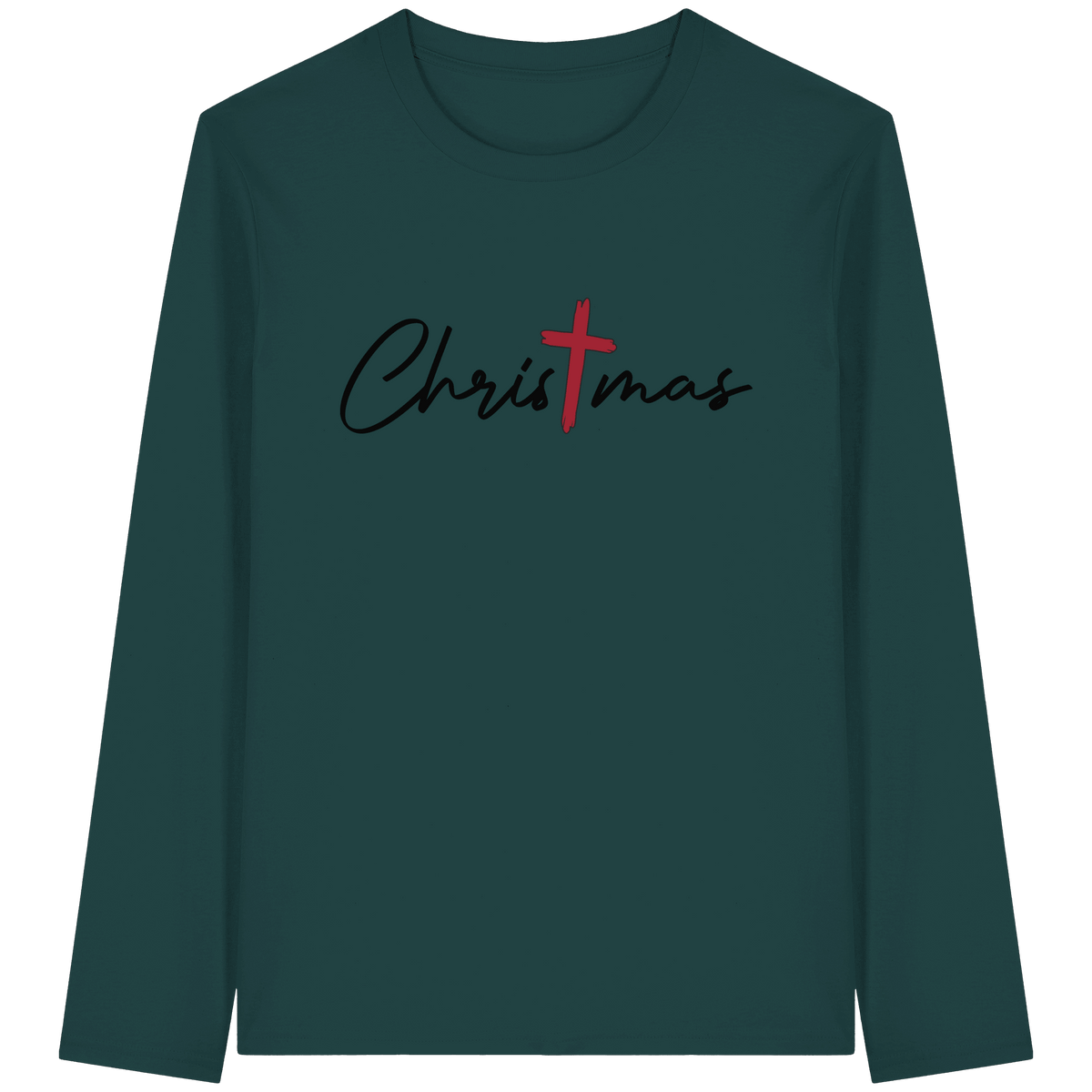 Christmas – das Kreuz im Mittelpunkt von Weihnachten | Christliches Design - Organic Longsleeve T-Shirt - Unisex-Shirts - Glazed Green - GfoitMa