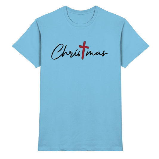 Christmas – das Kreuz im Mittelpunkt von Weihnachten | Christliches Design - Premium Shirt - Unisex-Shirts - Sky Blue - GfoitMa