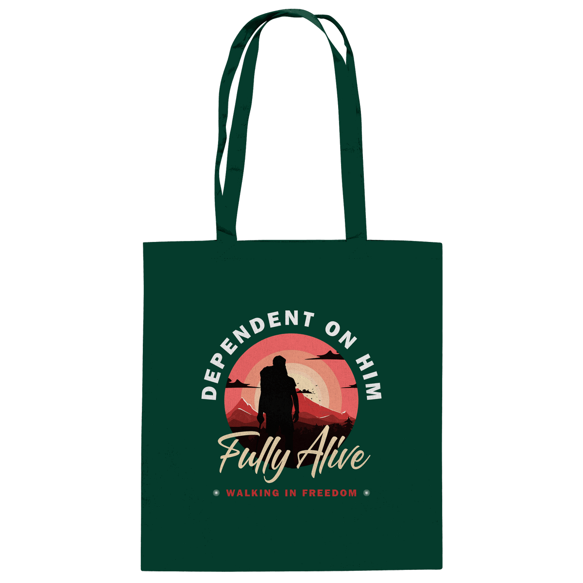 Dependent on Him – Fully Alive - Baumwolltasche - Taschen - Bottle Green - GfoitMa