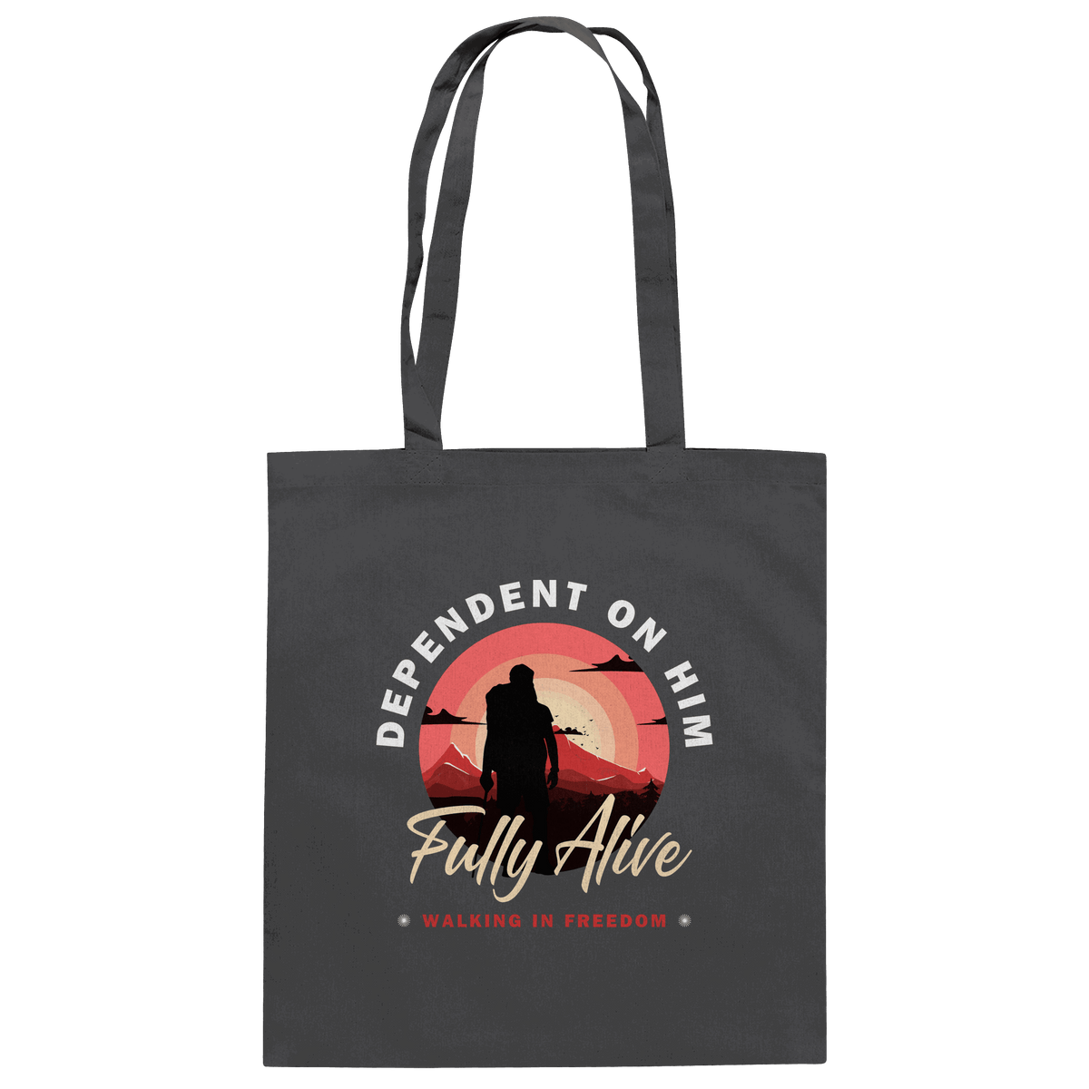 Dependent on Him – Fully Alive - Baumwolltasche - Taschen - Graphite Grey - GfoitMa