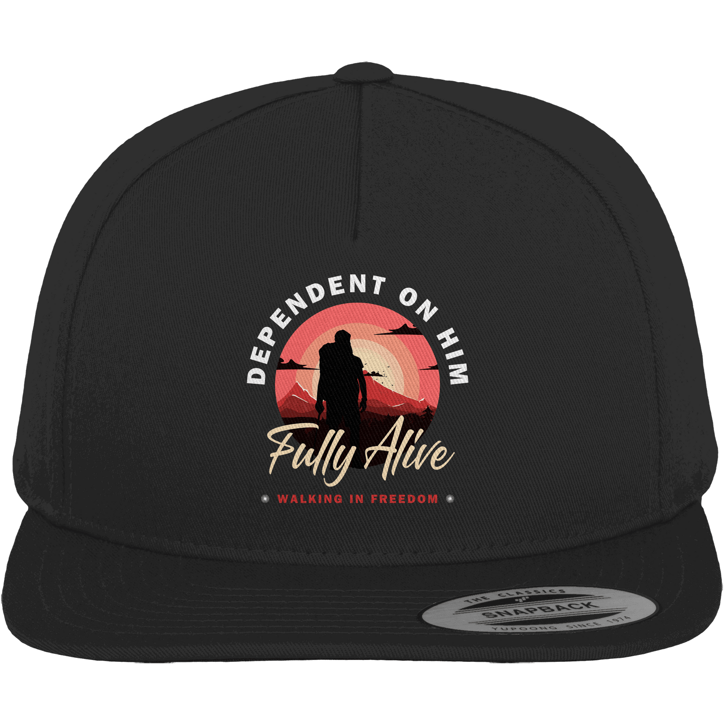 Dependent on Him – Fully Alive - Premium Snapback - Kappen & Mützen - Black / Black - GfoitMa