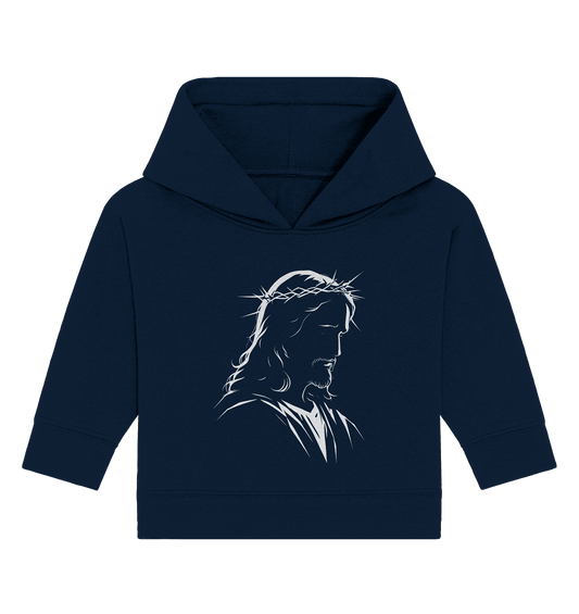 Der Blick des Erlösers – Jesus-Silhouette im Konturdesign | Christliche Kleidung - Baby Organic Hoodie - Kids & Babys - French Navy - GfoitMa