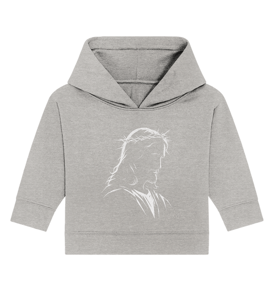 Der Blick des Erlösers – Jesus-Silhouette im Konturdesign | Christliche Kleidung - Baby Organic Hoodie - Kids & Babys - Heather Grey - GfoitMa
