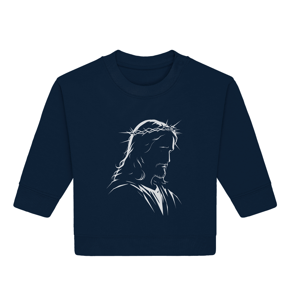 Der Blick des Erlösers – Jesus-Silhouette im Konturdesign | Christliche Kleidung - Baby Organic Sweatshirt - Kids & Babys - French Navy - GfoitMa