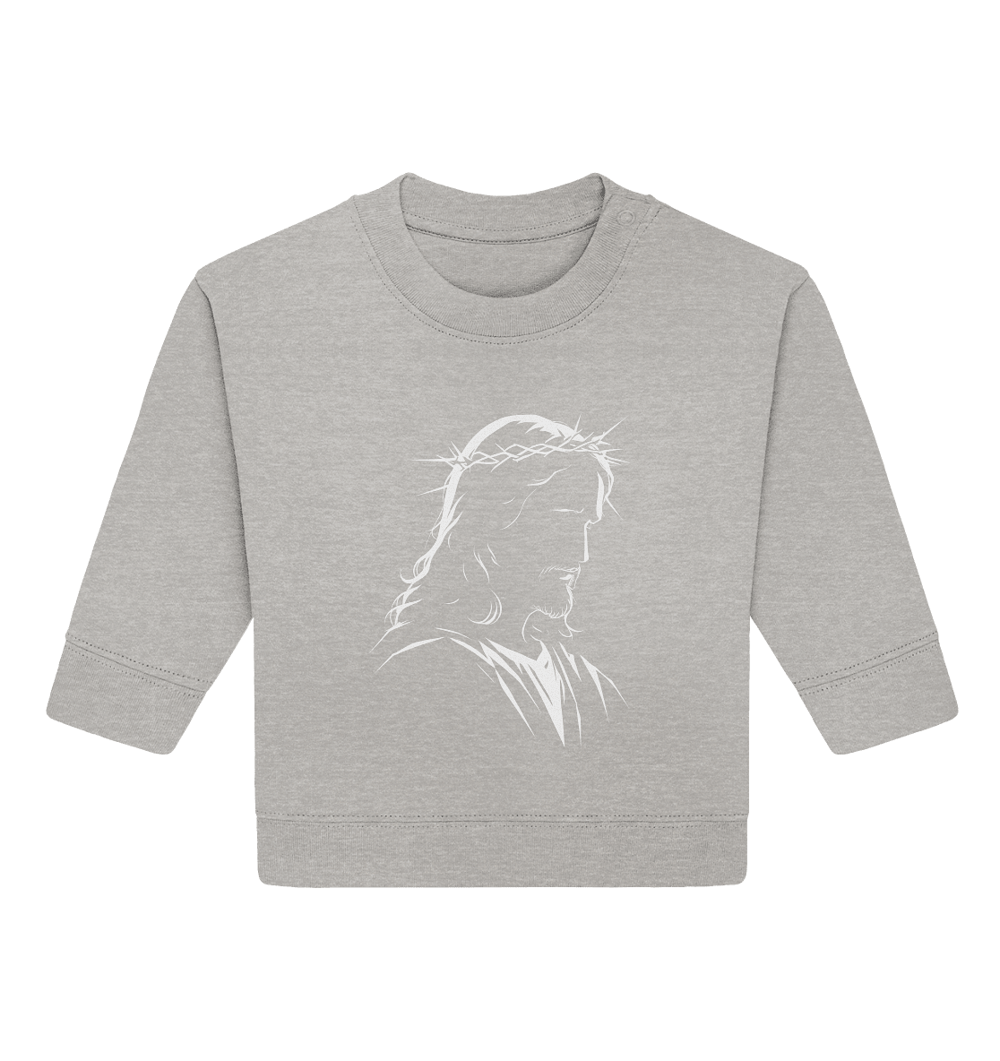 Der Blick des Erlösers – Jesus-Silhouette im Konturdesign | Christliche Kleidung - Baby Organic Sweatshirt - Kids & Babys - Heather Grey - GfoitMa